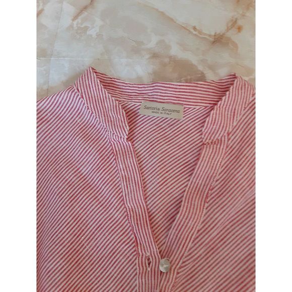 Sartoria Saracena Women's Red Stripe Blouse Medium - Picture 2 of 3